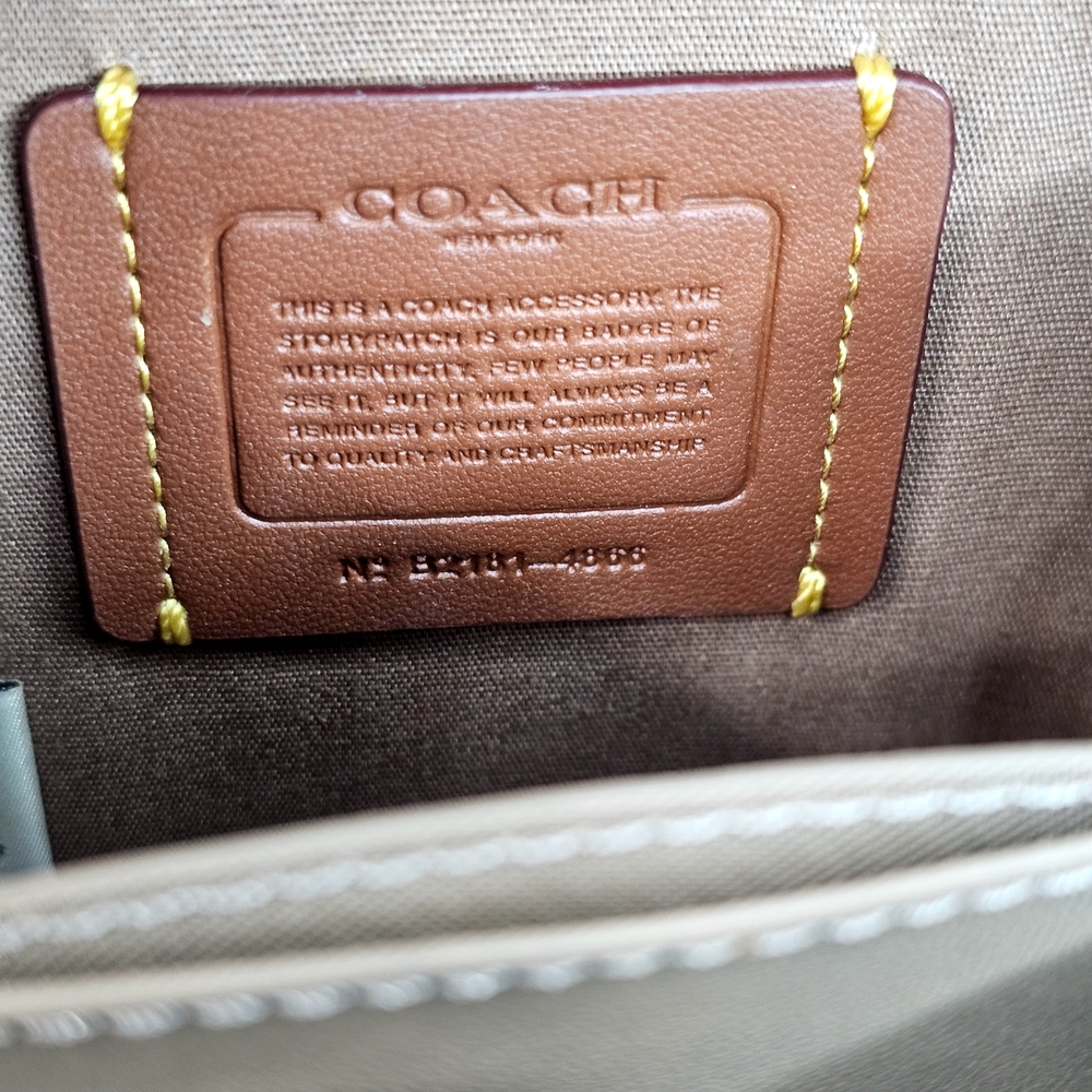 Coach Beige Signature Crossbody Bag with Gold Chain - Picture 8 of 12